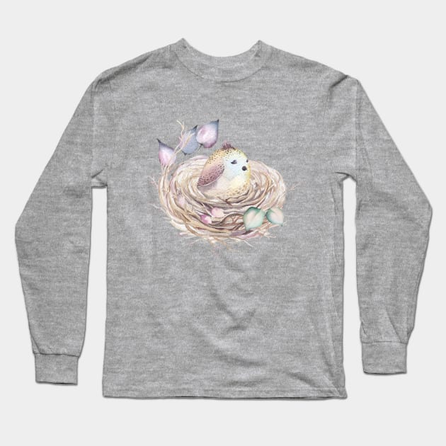 Cute breeding Bird Long Sleeve T-Shirt by VintageHeroes